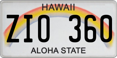 HI license plate ZIO360