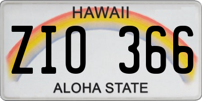 HI license plate ZIO366