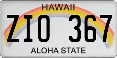 HI license plate ZIO367