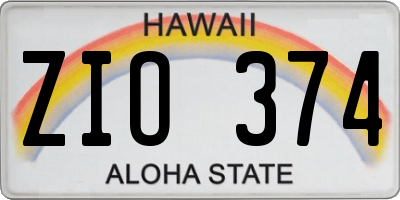 HI license plate ZIO374