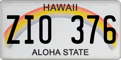 HI license plate ZIO376