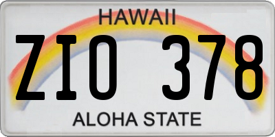 HI license plate ZIO378