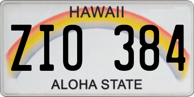 HI license plate ZIO384
