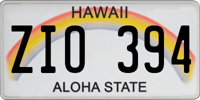 HI license plate ZIO394