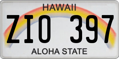 HI license plate ZIO397