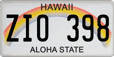 HI license plate ZIO398