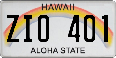 HI license plate ZIO401