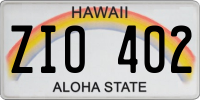 HI license plate ZIO402
