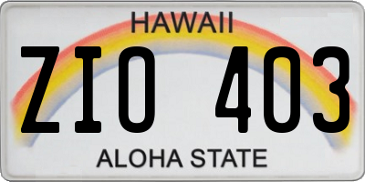 HI license plate ZIO403