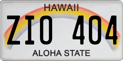 HI license plate ZIO404