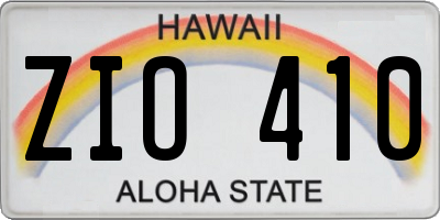 HI license plate ZIO410