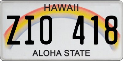 HI license plate ZIO418