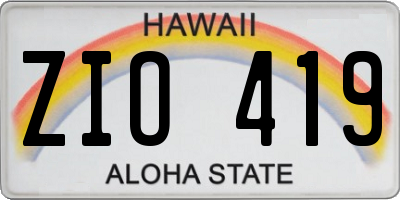 HI license plate ZIO419