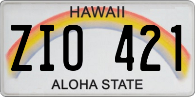 HI license plate ZIO421