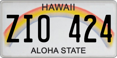 HI license plate ZIO424