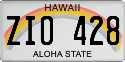 HI license plate ZIO428