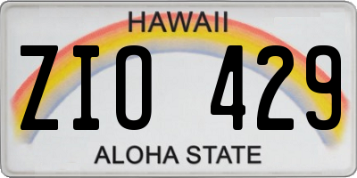HI license plate ZIO429