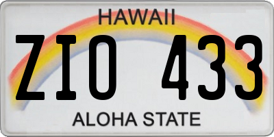 HI license plate ZIO433