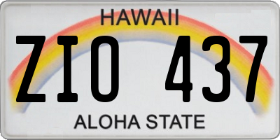 HI license plate ZIO437