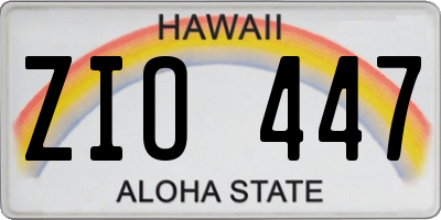 HI license plate ZIO447
