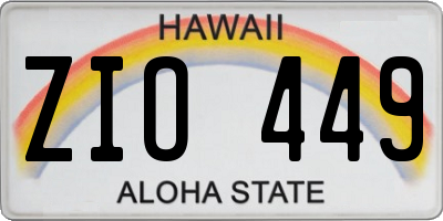 HI license plate ZIO449