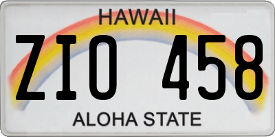 HI license plate ZIO458
