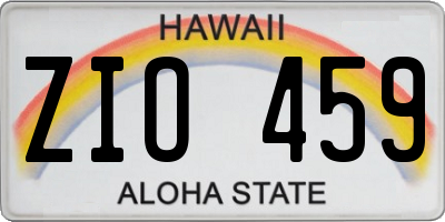HI license plate ZIO459