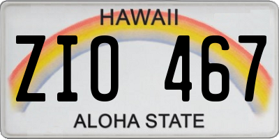 HI license plate ZIO467
