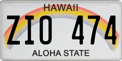 HI license plate ZIO474