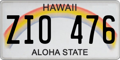 HI license plate ZIO476