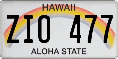HI license plate ZIO477