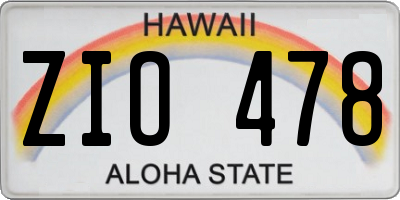 HI license plate ZIO478