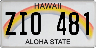 HI license plate ZIO481