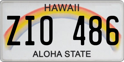 HI license plate ZIO486