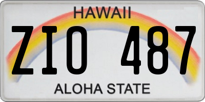 HI license plate ZIO487