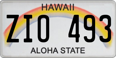HI license plate ZIO493