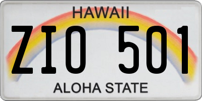 HI license plate ZIO501