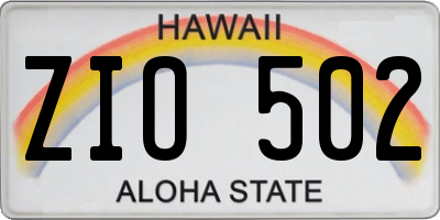HI license plate ZIO502
