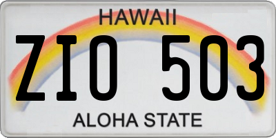 HI license plate ZIO503