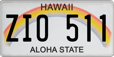 HI license plate ZIO511
