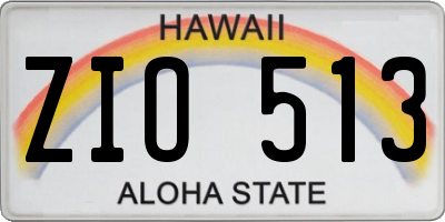 HI license plate ZIO513