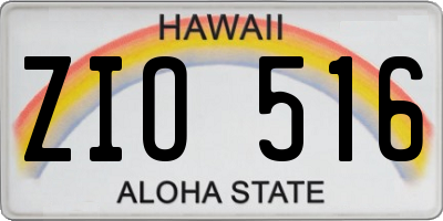 HI license plate ZIO516