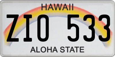 HI license plate ZIO533