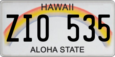 HI license plate ZIO535