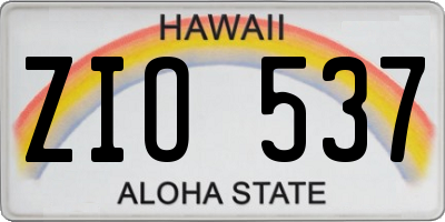 HI license plate ZIO537