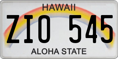 HI license plate ZIO545
