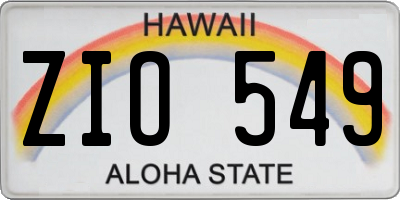 HI license plate ZIO549