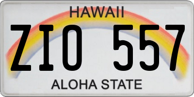 HI license plate ZIO557
