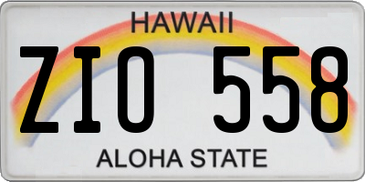 HI license plate ZIO558