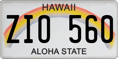 HI license plate ZIO560